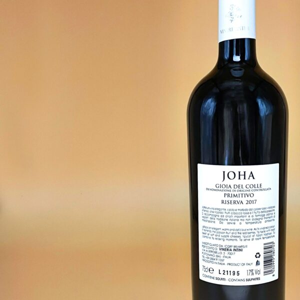Vino rosso Primitivo doc Gioia del colle RISERVA 17% - immagine 3
